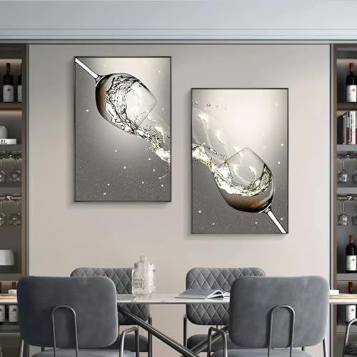 Affiches de verres à vin créatifs : l'éclat du luxe immersif pour votre salon modern