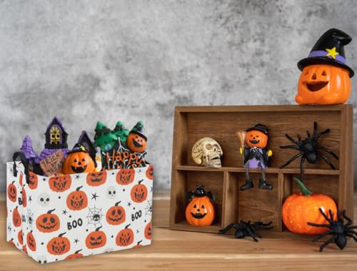 Image of Halloween Basket Pumpkin Baskets for Kids Trick or Treat Bins for Halloween Parties(Spider Halloween)