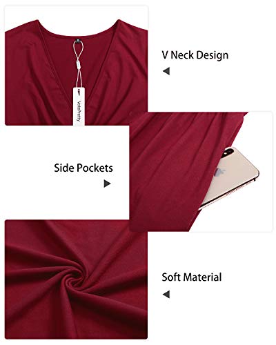 Image of VOTEPRETTY Women's Short Sleeve V Neck Wrap Dress Summer Casual Floral Sundress with Pockets