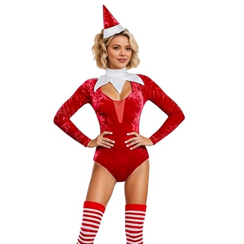 Combinaison de nuit Noël femme ajustée type juste au corps pour déguisement cosplay