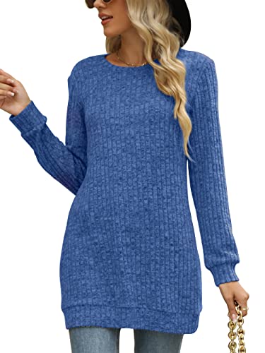 Image of Sweaters for Women Long Sleeve Crewneck Sweatshirt Loose Casual Tunic Tops