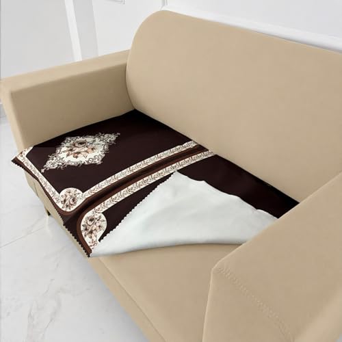 Image of Homerz Premium 'Luxe Series' Holland Velvet Sofa Cover | Smooth Finish | Anti-Skid Fleece Backing | Soft Touch Couch Protector for Living Room (Coffee, 2 Seater, Only Seat Cover)