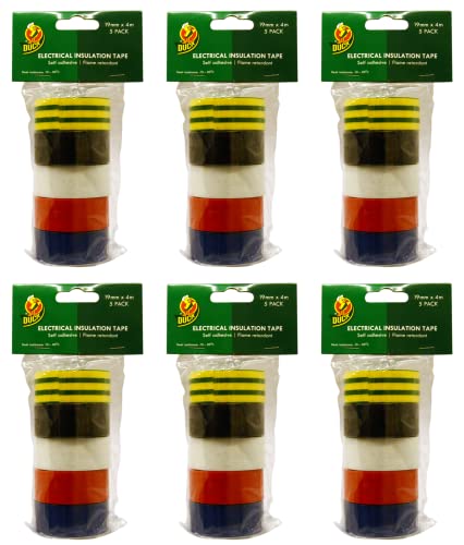 Cinta aislante eléctrica multipack de PVC Duck Tape de 19 mm y 4 metros para cajas de registro