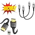 Silkland 10K 8K HDMI 2.1 Cable+240W Short USB C to USB C Cable (1FT, 2 Pack)