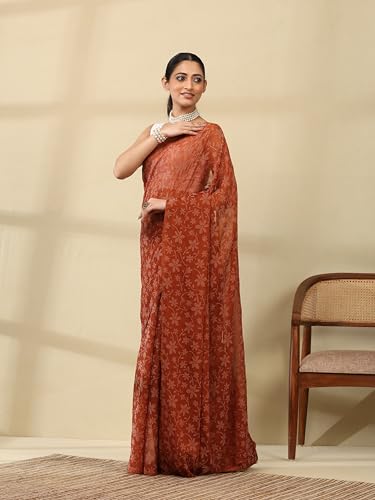 Image of Garden Vareli Lock Chiffon Floral Saree