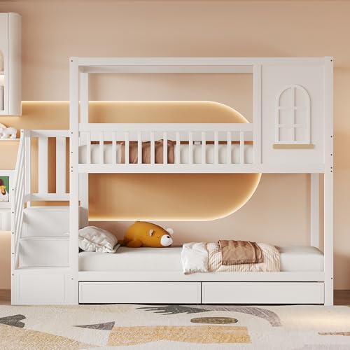 NNJN Etagenbett Kinderbett 90 * 200cm, Massivholz Doppelbett,...