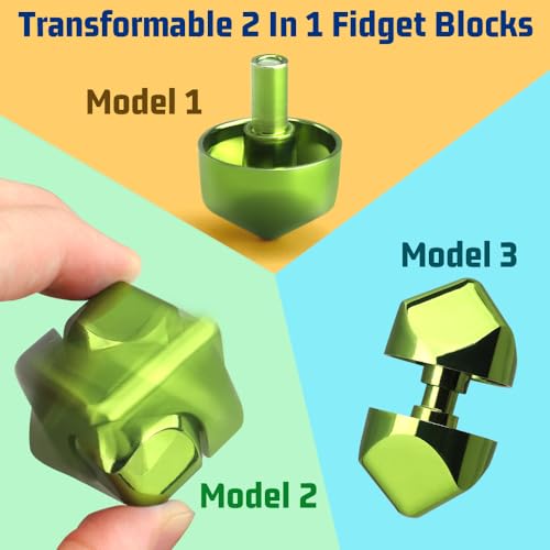 Image of Dilabnba Fidget Spinner Cube Toy for Boys 3-12 Kids Adults, Fidget Block Figner Spinner Focus 2 in 1 Spinning, Mini Easter Basket Stuff Desk Relaxing EDC Toy (Green)