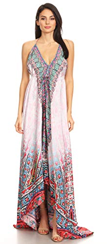Image of Sakkas Lizi Womens Maxi High-Low Halter Handkerchief Long Dress Beach Party