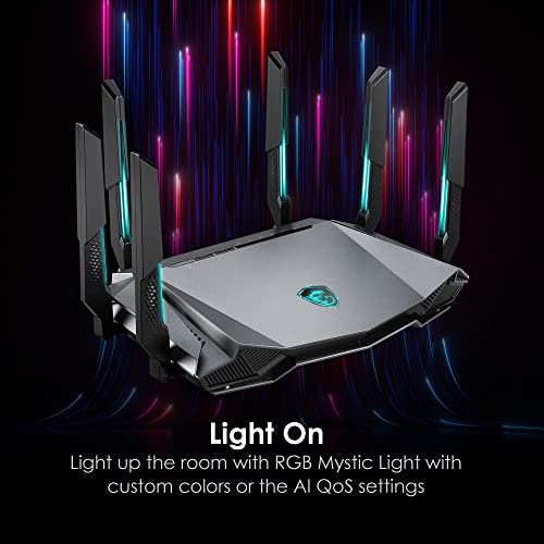 Image of MSI Radix AXE6600 WiFi 6E Tri-Band Gaming Router, AI QoS, RGB, 1.8GHz Quad-Core Processor, MU-MIMO, Tri Band Gigabit Wireless, 8-Stream, High Speed Long Range Gaming Router