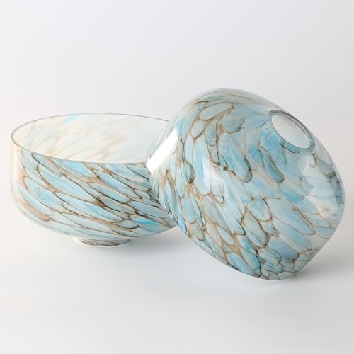 Image of 7 Inch Blue Lampshade Replacement Glass Cover, Lighting Fixtures Replacement Lamp Shade, with 1-5 /8 inch Fitter, Handblown Art Glass Lamp Cover for Mini Ceiling Light Pendant Light, 1 Pack