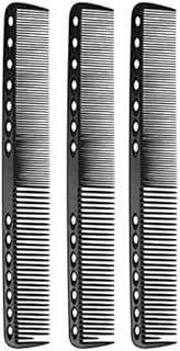3pcs Professional Heat Resistant Barber Fine Cutting Hairdressing Fiber Carbon Barber Comb for Salon and Home - Medium and Fine Tooth