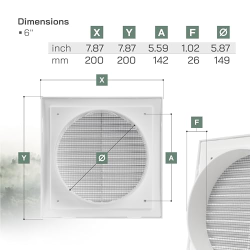Couvercle d'aération à persiennes blanches 150 mm pour gaine de ventilation murale