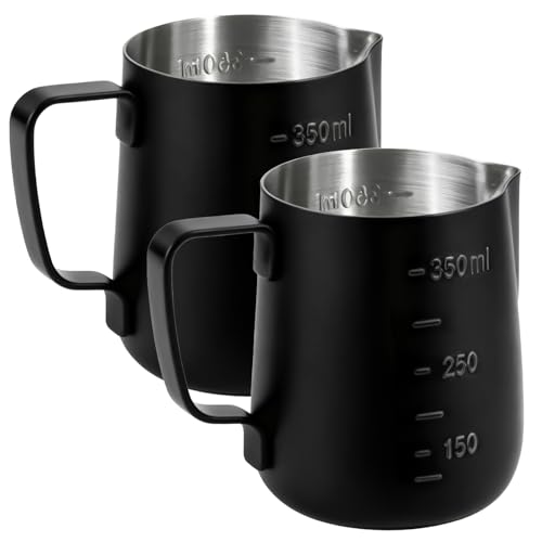 2 Stück Milchkännchen Edelstahl, 350ml Milch Pitcher...