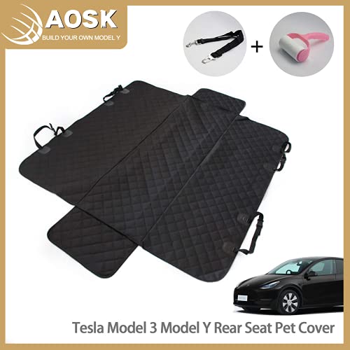 AOSK Tesla Model 3 Model Y Rear Seat Pet Cover, Waterproof Scratch Proof Nonslip Pet Dog Back Seat Covers Hammock for…