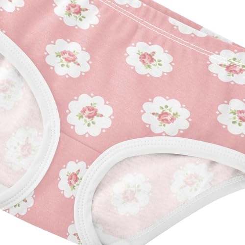 Little Girl Underwear Toddler Panties Kids Undies Rose Flower Soft Cotton Briefs 2T-8Y4