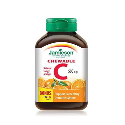 Jamieson Vitamin C Chewable 500 mg - Tangy Orange, 120 tabs Bonus