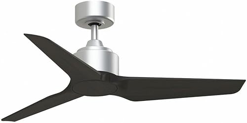 TriAire Custom - Ventilador de techo de 3 aspas, 12.42 pulgadas de alto y 44 pulgadas de ancho, acabado plateado, color nogal oscuro