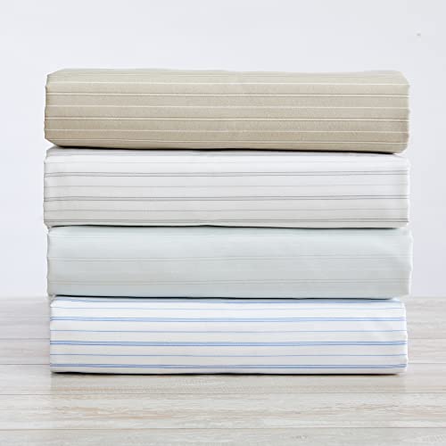 Great Bay Home 4-Piece Striped Lightweight Microfiber Queen Sheet Set. Wrinkle Free, Comfortable, Soft, All-Season Bed Sheets Adeline Collection - Taupe #TOP4