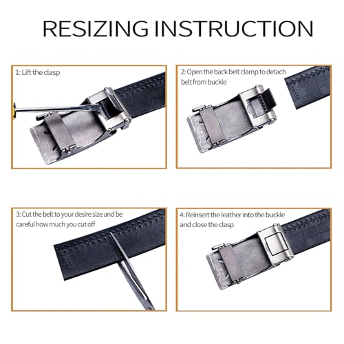 Image of Barry.Wang Mens 2 Pack Ratchet Belts Leather Adjustable 1 3 /8 inch Gift Box