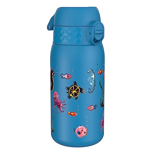 Ion8 Acero Inoxidable Botella Agua, Sin Fugas, 400ml, Vida Marina, Color Amarillo Pastel