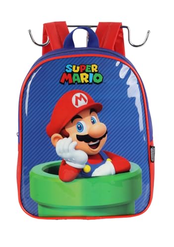 Mochila Costas Escolar Infantil Super Mario Bros Licenciada - Azul