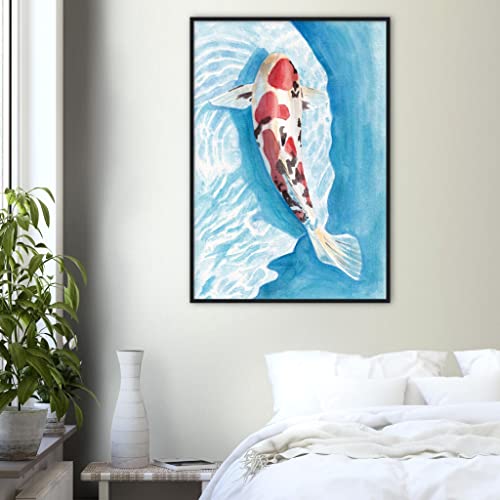 Poisson japonais tableau prêt à accrocher pour mur vide bureau - 4