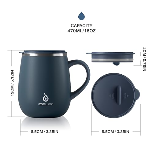 Ideus 16 oz Insulated Coffee Mug with Lid and Handle (Navy Blue 2.0) by Ideus - Used condition - Image 5