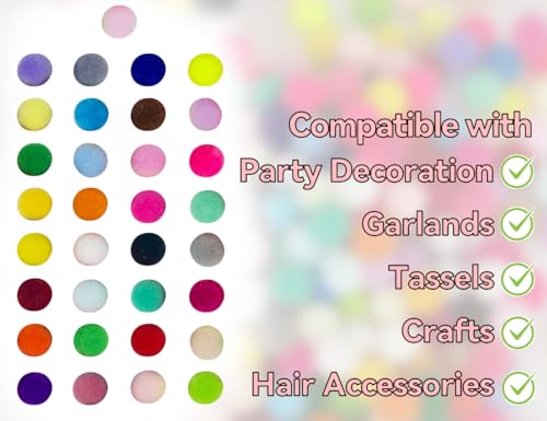 Lhbwhiz 500 Stück Bunte Pompons,Mini Pompons Bunt,Bälle zum Basteln,Hoch elastische Plüsch Bälle,zum DIY kreatives Basteln,Dekorieren,Kleidung(runden)
