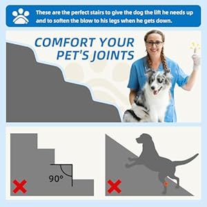 Dog Stairs 4 Steps for Small Dogs and Cats to Get on High Beds, Couch or Car, Pets Can Climb, Sit, Lie Down or Perch to Look Out Windows on The Spliceable Ramp, Provides Support, Grey(19" H) Dog Stairs 4 Steps for Small Dogs and Cats to Get on High Beds Couch or Car Pets Can Climb Sit Lie Down or Perch to Look Out Windows on The Spliceable Ramp Provides Support Grey19 H
