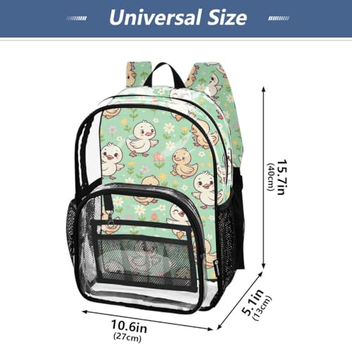 ALAZA Cartoon Duck Blossom Floral Clear Backpack PVC Transparent Bookbag Heavy Duty for Student Boy Girl Kids Adult School Travel Work4