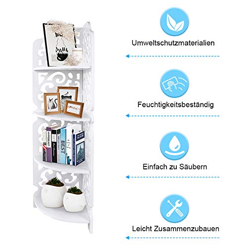4 étages Étagère d'angle Meuble d'angle Rangement Meuble de Rangement Bibliothèque d'angle Bibliothèque de Rangement Étagère de rangement pour Salon Chambre Cuisine Balcon Salle de Bain 22 x 18 x 80cm - Image 5