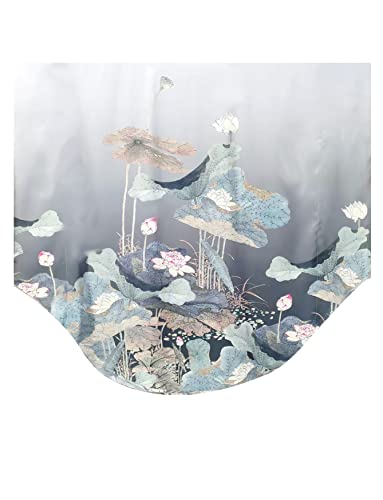 Kwedhonjh Lady 100% Silk Pajamas, Bat Sleeve Bathrobe - Floral Pattern (Lotus Silver Grey) #TOP3