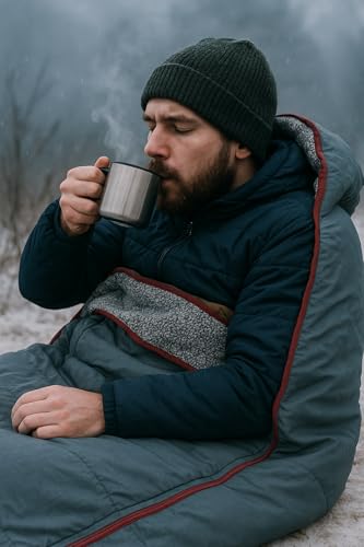 Image of Al-Shahabuddin Rectangular Sleeping Bag for Adults, Winter Camping, up to 10C, 182 cm Height