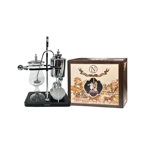 Nispira Belgium Royal Family Balance Syphon Unique Gravity Vintage Coffee Maker Vacuum Brewing System Silver 500 ml Cover