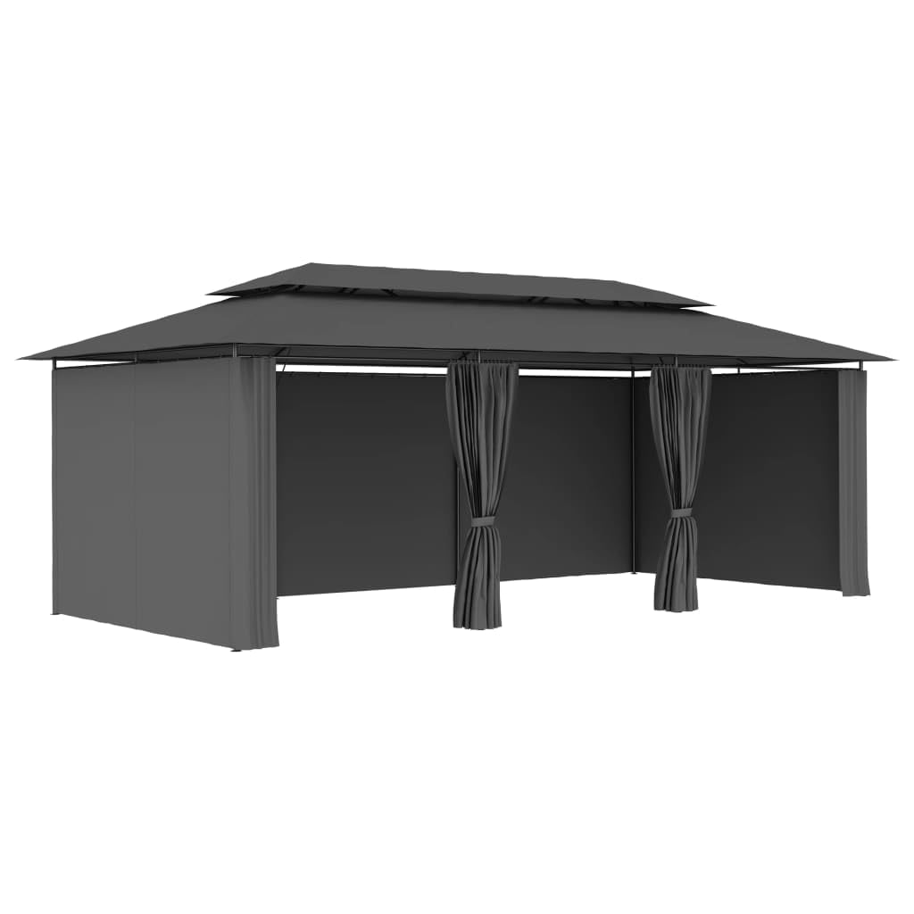 Pawilon z zasłonami, 600 x 298 x 270 cm, rama z rur stalowych, dach poliestrowy, odporny na promieniowanie UV, namiot ogrodowy z częściami bocznymi, ochrona przed deszczem i słońcem, na