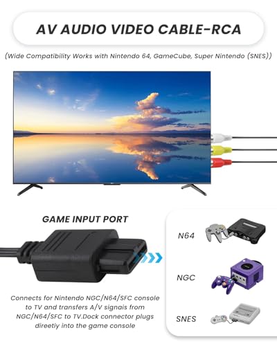 AV Kabel für Nintendo N64 Stereo Audio Video AV RCA Composite kabel für Nintendo GameCube/NGC/64/N64/SNES/GC/Super Famicom TV HDTV DVD Fernseher Monitor 1,8 Meter Videokabel – Bild 5