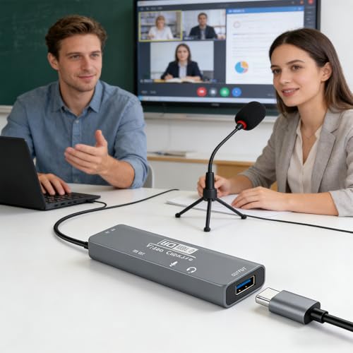 Tarjeta de captura de video 4K compacta de aluminio con doble conector USB 3.0 y USB-C 4