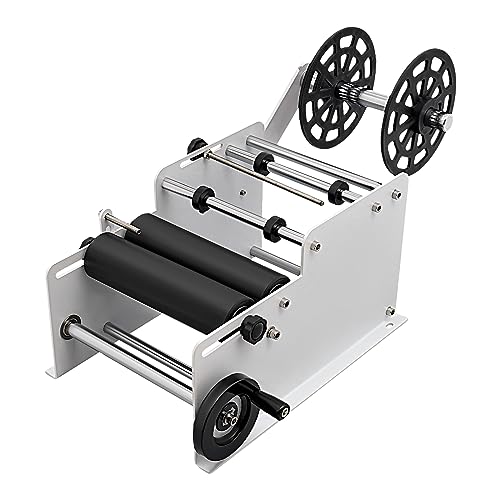 CRYBY Bottle Labeling Machine, Manual Round Labeling Machine Bottle Label Applicator, Adjustable Round Bottle Labeler Plastic Bottle Glass Beer Bottle Labeling Machine, Applicable Bottle Height 8.66In