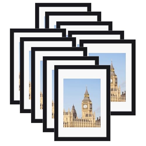 Raoendis a4 額縁 10枚セット 壁掛け フォトフレーム 軽量額縁 ポスターフレーム 縦置き・横置き可能 ブラック 【サイズ29.7x21cm】