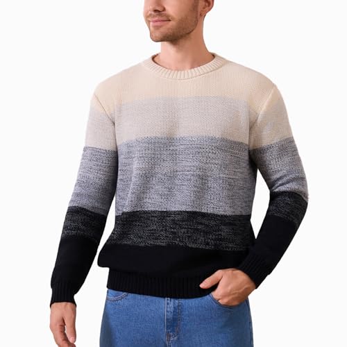 Mens Crewneck Pullover Sweater Casual Striped Color Block Sweater Thermal Long Sleeve Knitted Sweaters Fall Winter3