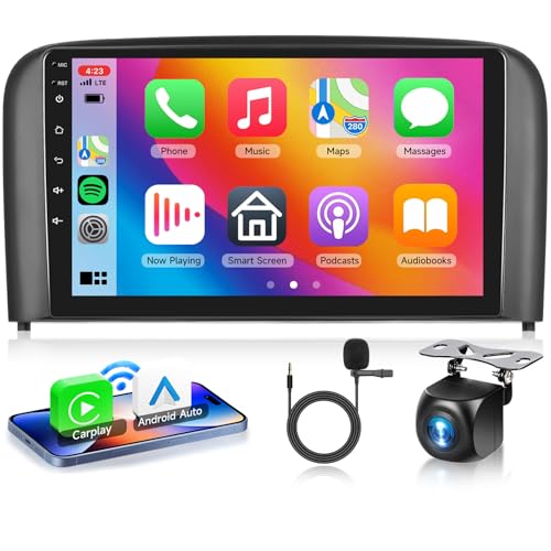4 Core+64G Upgrade Android 13 Car Stereo for Volvo S80 1999-2006, Wireless Carplay Android Auto, 9 Inch Touch Screen Radio Support GPS, WiFi, Bluetooth, SWC, Backup Camera