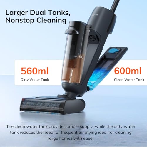 Image of ILIFE W90 Pro Handheld Vacuum Cleaner, Dry & Wet, Larger Dual Tanks, Powerful Suction, One-Click Self-Cleaning, Real-time LED Display, Noise-Reduction & Shock-Absorbing, Washable Floor Head & Filters