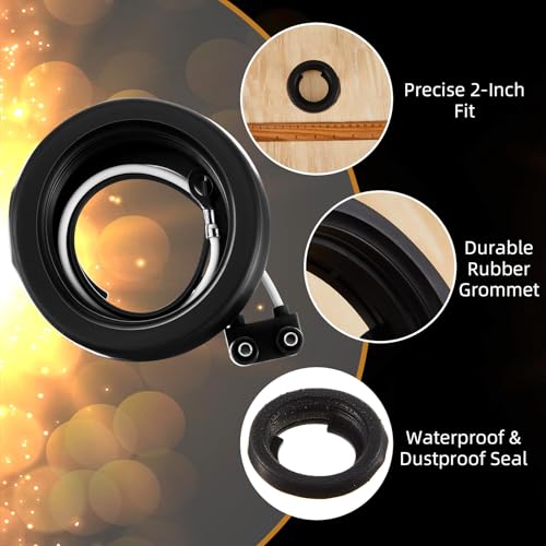 Image of Pangda 16 Pack 2 Inch Rubber Grommets for Truck Trailer Boat Lights with 2 Prong Pigtails Trailer Side Marker Lights Grommets with 2 Pin Wire Pigtail Connector Kit for Truck RV Boat
