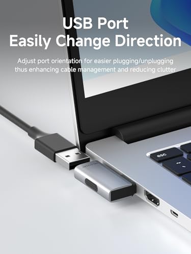 Image of Hagibis USB 3.2 Adapter 2 Pack, 90 Degree Right and Left Angle USB A Male to Female Connector OTG Adapter Cable Extender for Laptops Charger PC Car Mouse Keyboard (Side Front)