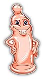 Condom Comic Funny Cartoon Sticker Decal Design 3'' X 6''
