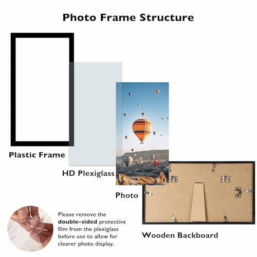 Image of JCJMY 4x9 Picture Frame Black for Wall Hanging or Tabletop, Wall Mounting Horizontally or Vertically, 4 x 9 Wall Gallery Poster Photo Frame with Shatter Resistant Plexiglass, Black