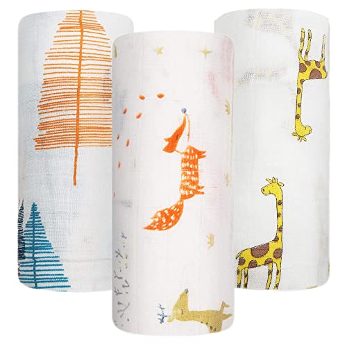SGAVAHSG Large Muslin Cloths for Baby 3-Pack 120X120cm Muslin Swaddle Wrapping Blankets Big Muslin Squares and Receiving Blanket for Newborn Infant Essentials Organic Cotton Towel