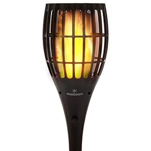 Everbeam P1 Solar Torch Light with Flickering Flame – Our Waterproof Outdoor Solar Tiki Torches Come Equipped with 96 LED Bulbs That Create A Stunning Realistic Fire Effect – 1 Pack