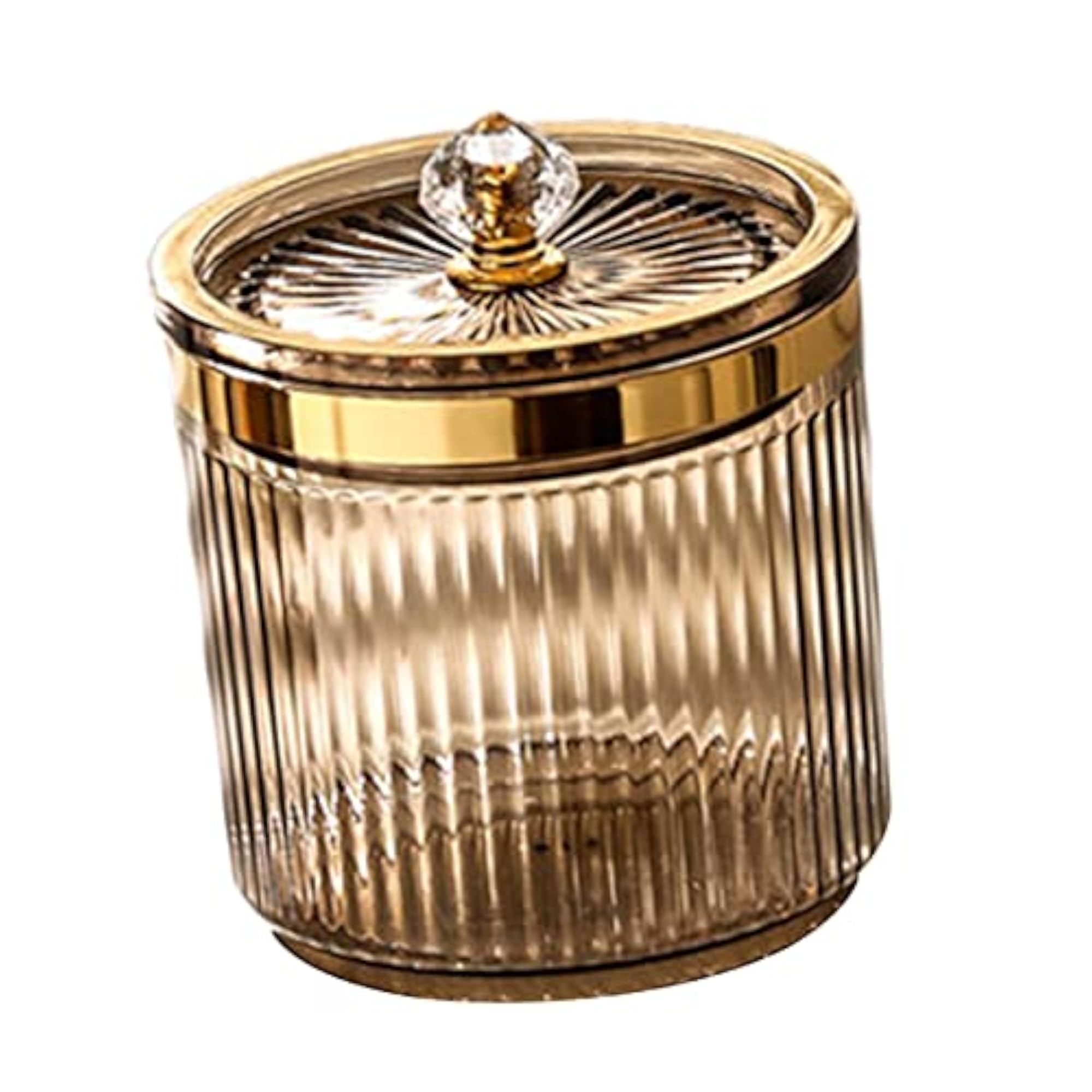 Makeup Cotton Swab Ball Holder Jar with Lid, Brown
