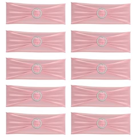 WoShewNu 10Pcs Chair Back Sash Bows Stretchable Chair Sashes Bows Universal Elastic Chair Cover Bands Sashes Bows for Wedding Reception Banquet, Party, Hotel Event Decor (Light Pink) Cover